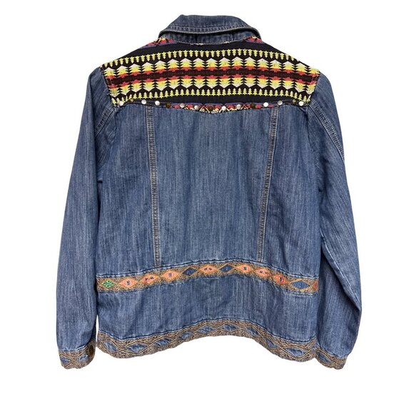Isabel Hayley Women's Jacket Denim Jean Aztec Southwestern Embroidered Medium - Picture 6 of 10